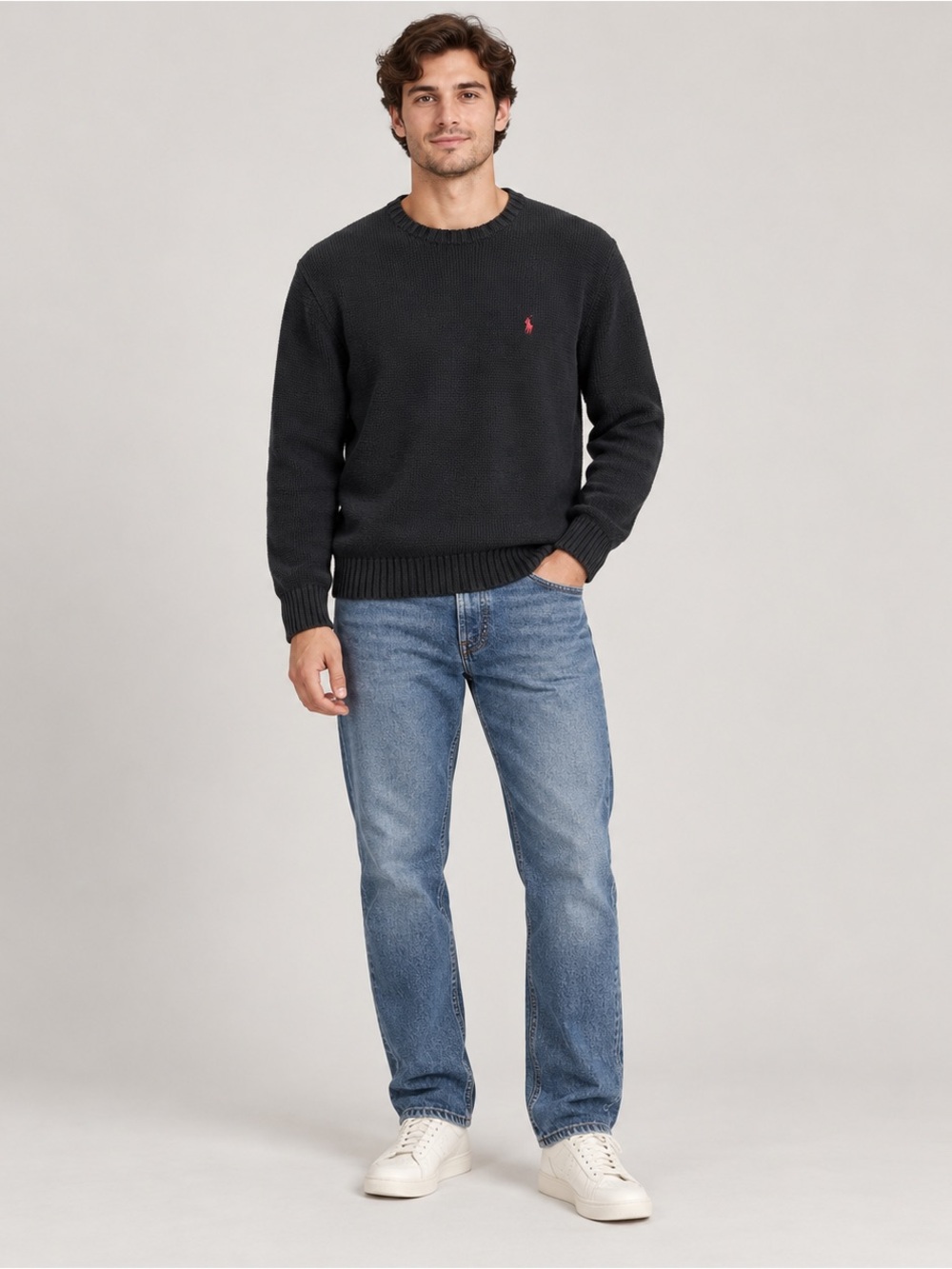 Polo Ralph Lauren Men’s Black Cotton Crewneck Sweater Large